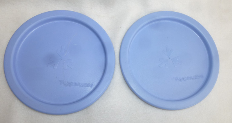 Lot of 2 Tupperware 2423A Lid “A” Round Small One Touch Seal Country Blue