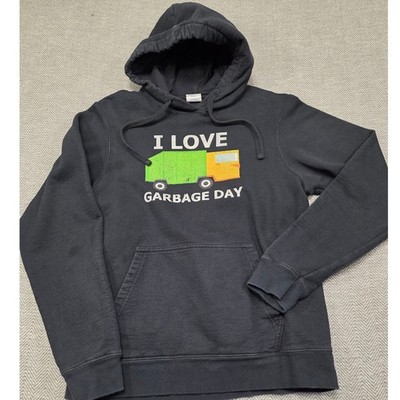 Port & Company I Love Garbage Day Hoodie Black Graphic Sweatshirt Small PC450H