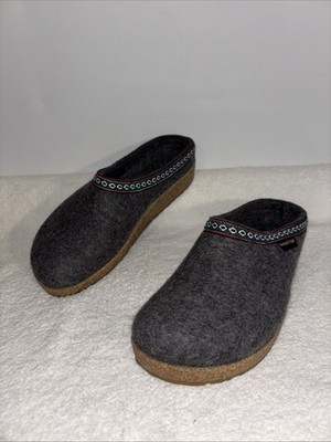 New Haflinger 43 Grizzly Wool Comfort Slippers/Clogs Size 10 US Men Gray