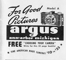 Argus Cameras Ad Vintage 1940s Mid Century Photography Studio Ann Arbor MI 1941