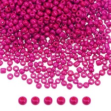 Glass Beads 3mm Hole Loose Beads for Bracelet Earring Making Dark Fuchsia