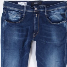 Mens Replay M914 ANBASS Stretch Slim Tapered Blue Jeans W36 L34