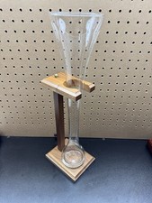 Vintage Half Yard Of Ale Beer Glass With Wooden Stand Pub Bar Man Cave Gift 18”