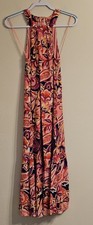 Women's Soft Surroundings Nalani Halter Maxi Dress Multicolor Paisley Size PM