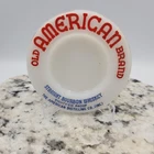 VTG Old American Brand Bourbon Whiskey Hazel Atlas Milk Glass Ashtray Trinket