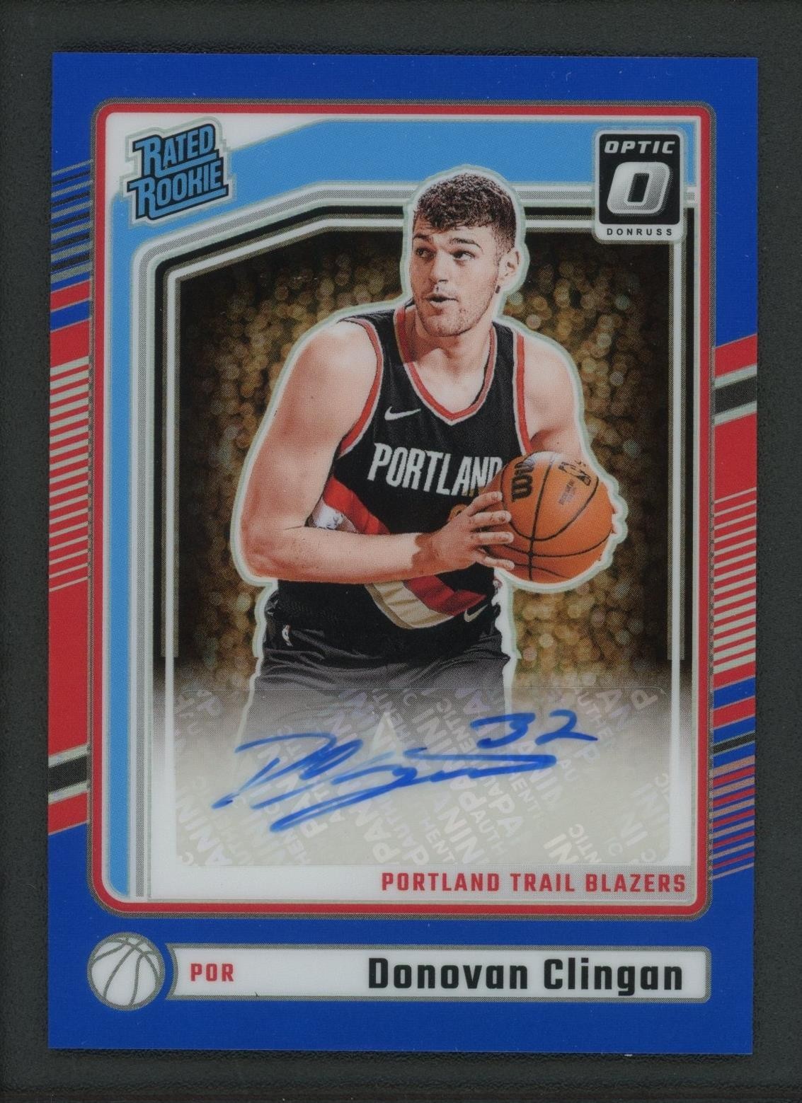 2024-25 DONOVAN CLINGAN 37/49 AUTO PANINI DONRUSS OPTIC BLUE ROOKIE RC #304