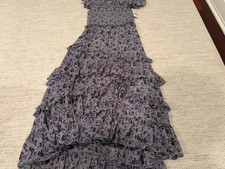 Cinq à Sept Robbie Dress Morning Fog Multi Floral Ruffle Midi — NWT — Size 4