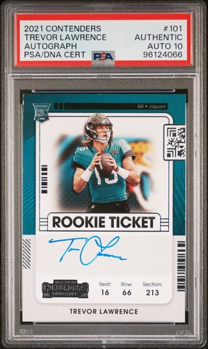 2021 CONTENDERS AUTO #101 TREVOR LAWRENCE ROOKIE RC PSA AUTHENTIC AUTO 10