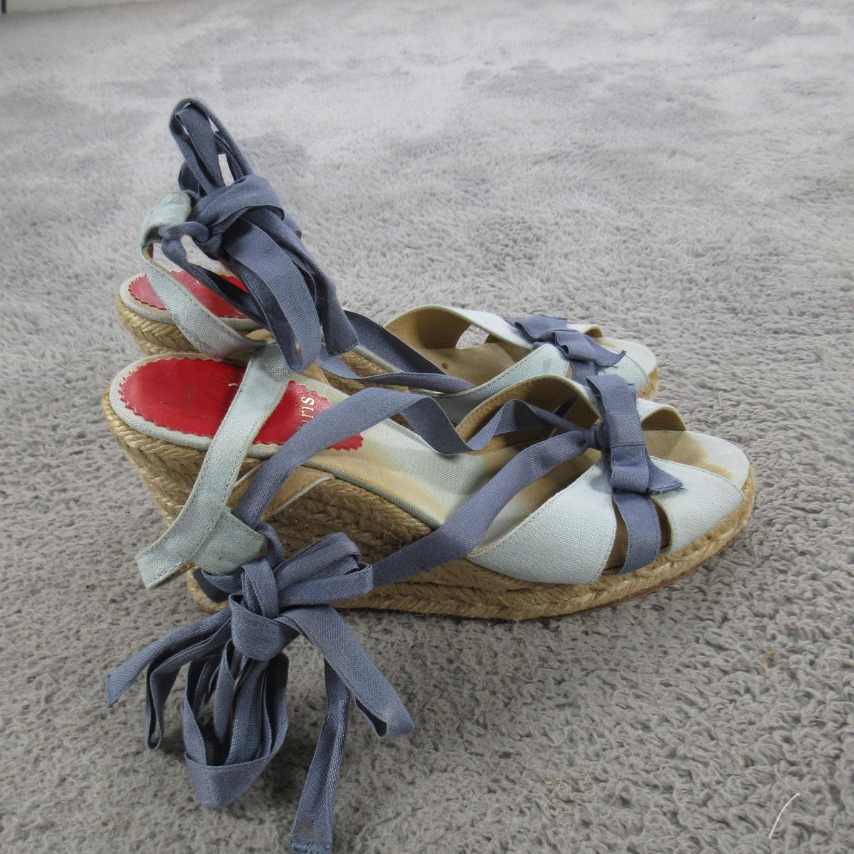 Christian Louboutin Sandals Shoes Womens Size 6.5 Blue Espadrille