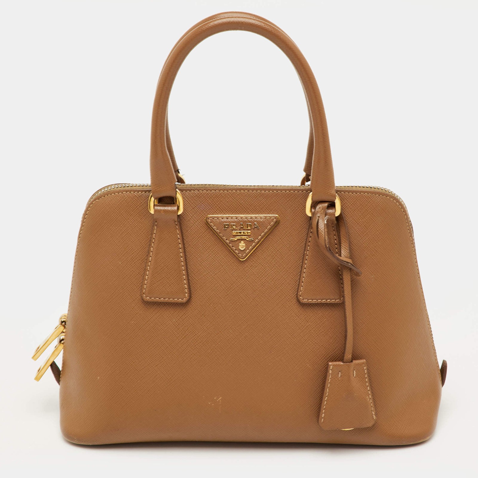 Prada Promenade Small Brown Saffiano Lux Leather Satchel