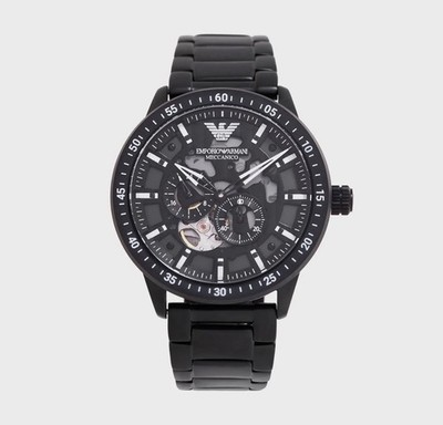 Armani Uhr Meccanico AR60054 Herrenuhr Neu Schwarz