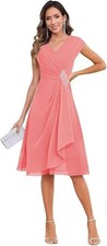 Short Mother of The Bride Dresses for Wedding Ruffle Chiffon Formal Size 12