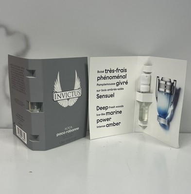 2X Paco Rabanne Invictus Aqua Eau de Toilette EDT Sample Spray Vial 0.05 oz