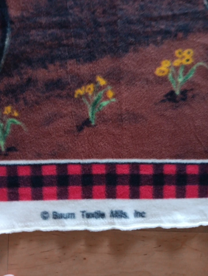 Red Tractor Barn, Silo FLEECE Blanket/ Fabric Panel~Red/Black/Brown~46.5x61" NEW - Image 2 of 4