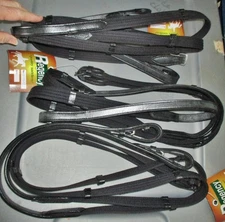 NEW w/Tag- 3 Pairs English Bridle Black Cotton Web Reins Tack Lot-Good Quality