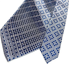 Stefano Ricci Silk Tie Pleated Geometric Navy Italy