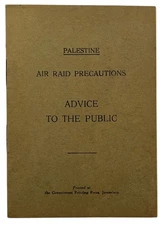 RARE! Instruction booklet to the Public in case of Air Raid British Palestine
