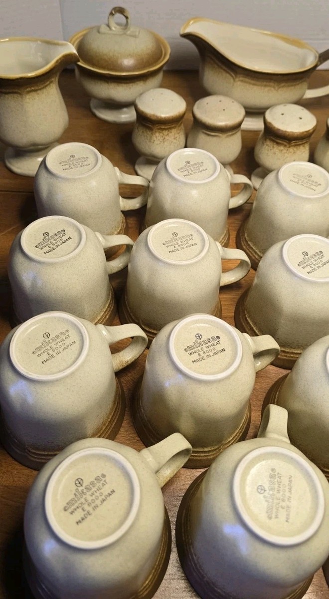 Vintage Mikasa Whole Wheat E8000 Stoneware Set 25pc Mugs Sugar