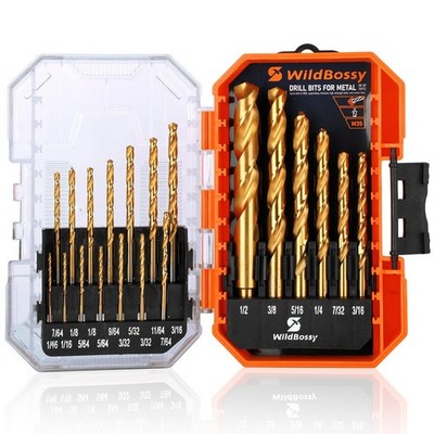 20PCS Cobalt Drill Bit Set (1/16''-1/2'') High Speed Steel for Metal with Case