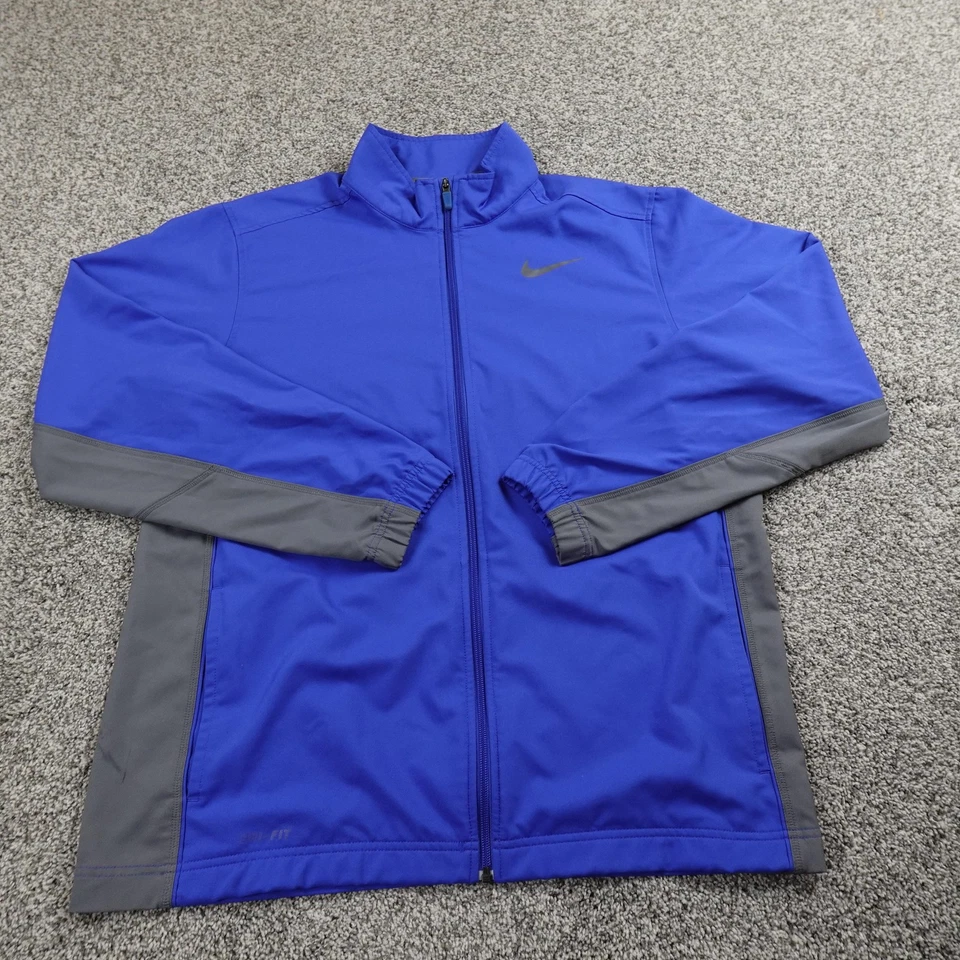 Chaqueta Nike Para Hombre Grande Azul Dri FIT Cremallera Completa Rendimiento Atlético Cortavientos Foto 2 de 4