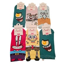 Spongebob SquarePants 6 Pairs of Socks Women's/ Big Kids No Show New