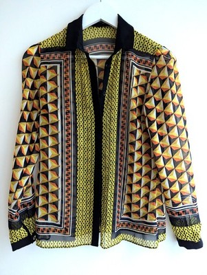 Atmosphere Retro Geometric Print Blouse Graphic Shirt Size S