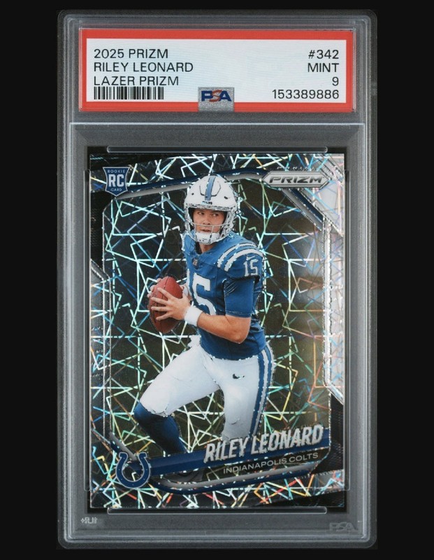 2025 Panini Prizm - Rookies Riley Leonard #342 Lazer Prizm (RC) PSA 9