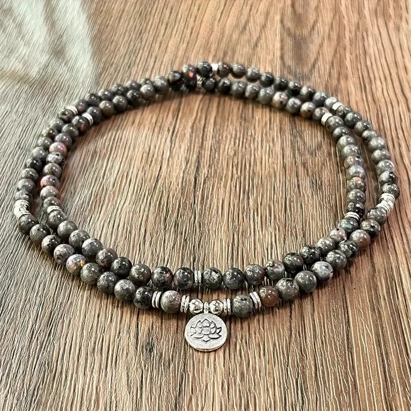 108 Mala Yooperlite UV Glowing Flame Stone Healing Meditation Prayer Bracelet - Image 4 of 4