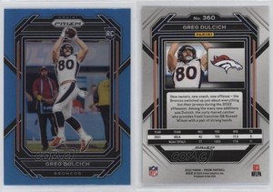 2022 Panini Prizm Rookies Light Blue Prizm Greg Dulcich #360 Rookie RC