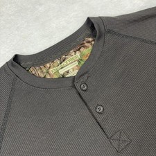 Realtree Shirt Mens L Gray Long Sleeve Henley Thermal Tagless Stretch Logo
