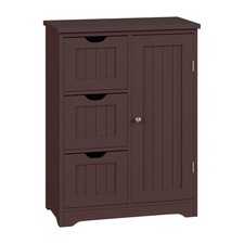 Bathroom Floor Storage Cabinet Freestanding Bathroom Storage w/ 3 Drawers Brown