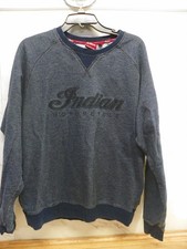 INDIAN MOTORCYCLE PULLOVER SWEATER TOP CREW NECK BLUE MEN'S M EMBROIDERED
