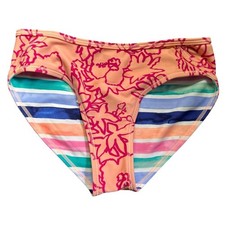 ATHLETA GIRL reversible swim bikini swim Bottom size small/7 stripes floral New