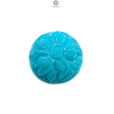 18.00cts Natural Blue Turquoise Gemstone Hand Carved Round 19mm 1pc