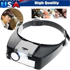 Jewelers Head Headband Magnifier LED Illuminated Visor Magnifying Glasses Loupe