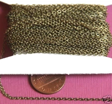 32ft Spool of Antiqued brass tiny flat cable chain 2mm