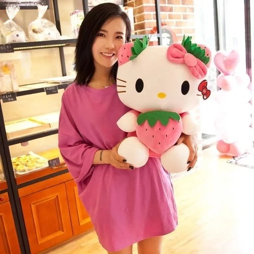 22cm Sanrio KT Cat Plush Toys Kawaii Strawberry Soft Stuffed Birthday Gifts - 第 5/7 張圖片