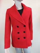 950 Burberry Tumblebridge Red Wool Double Breasted Pea Coat Jacket Us 8 Eu 42