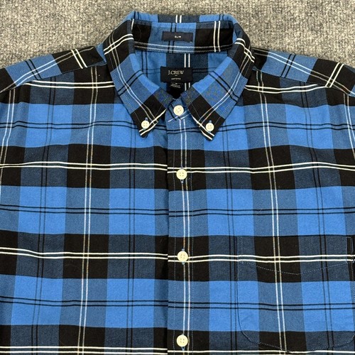 J Crew Long Sleeve Plaid Slim Oxford Button Shirt Blue Size Medium