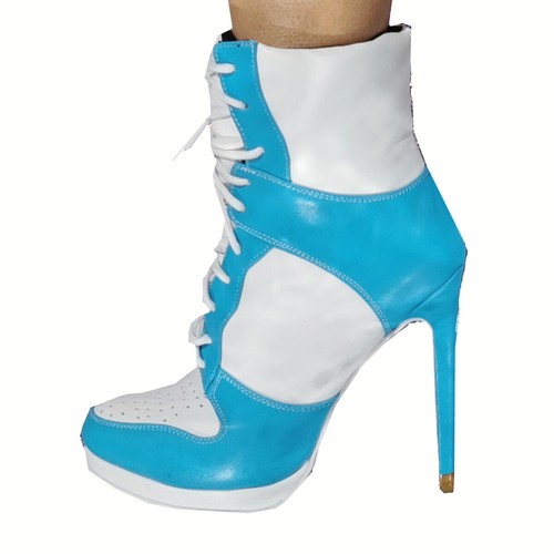 Women Lace Up Sneaker Stiletto High Heel Shoes Platform Ankle Boot Oxfords Pumps - Picture 25 of 30