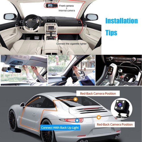 3 Lens Dashcam Auto KFZ DVR Kamera Video Recorder Dash Cam G-sensor 1080P WiFi - Bild 4 von 17