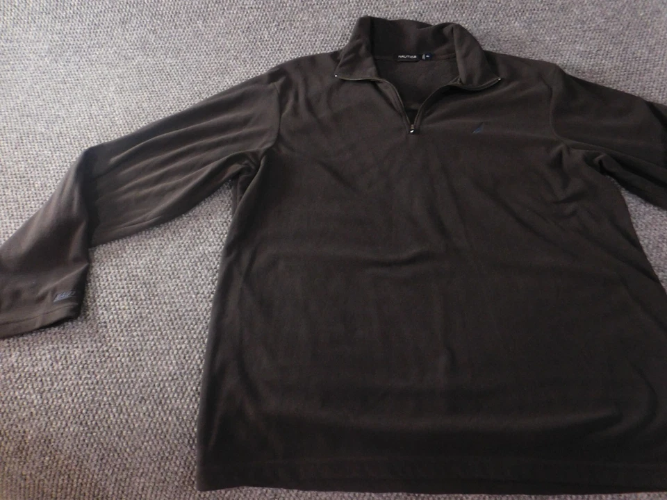 Nautica Hombre Sudadera Extra Grande Negro Pullover 1/4 Cremallera Elástico Polar Foto 3 de 4
