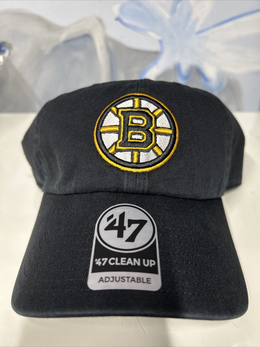 47 Boston Bruins Brand Black Clean Up Adjustable Dad Hat