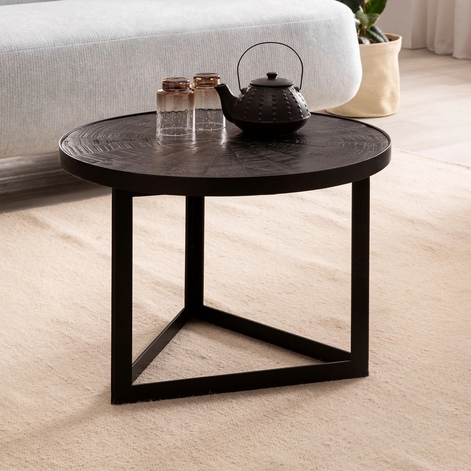 FineBuy Table Basse Ronde Bois Massif 58x58x40 cm Petite Table de Salon Moderne - Photo 1/4