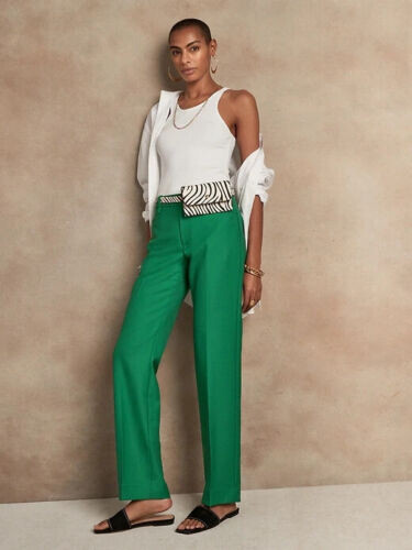 Banana Republic 2 High-Rise Straight Italian Wool Pant 2 #773624 Green NWT  | eBay