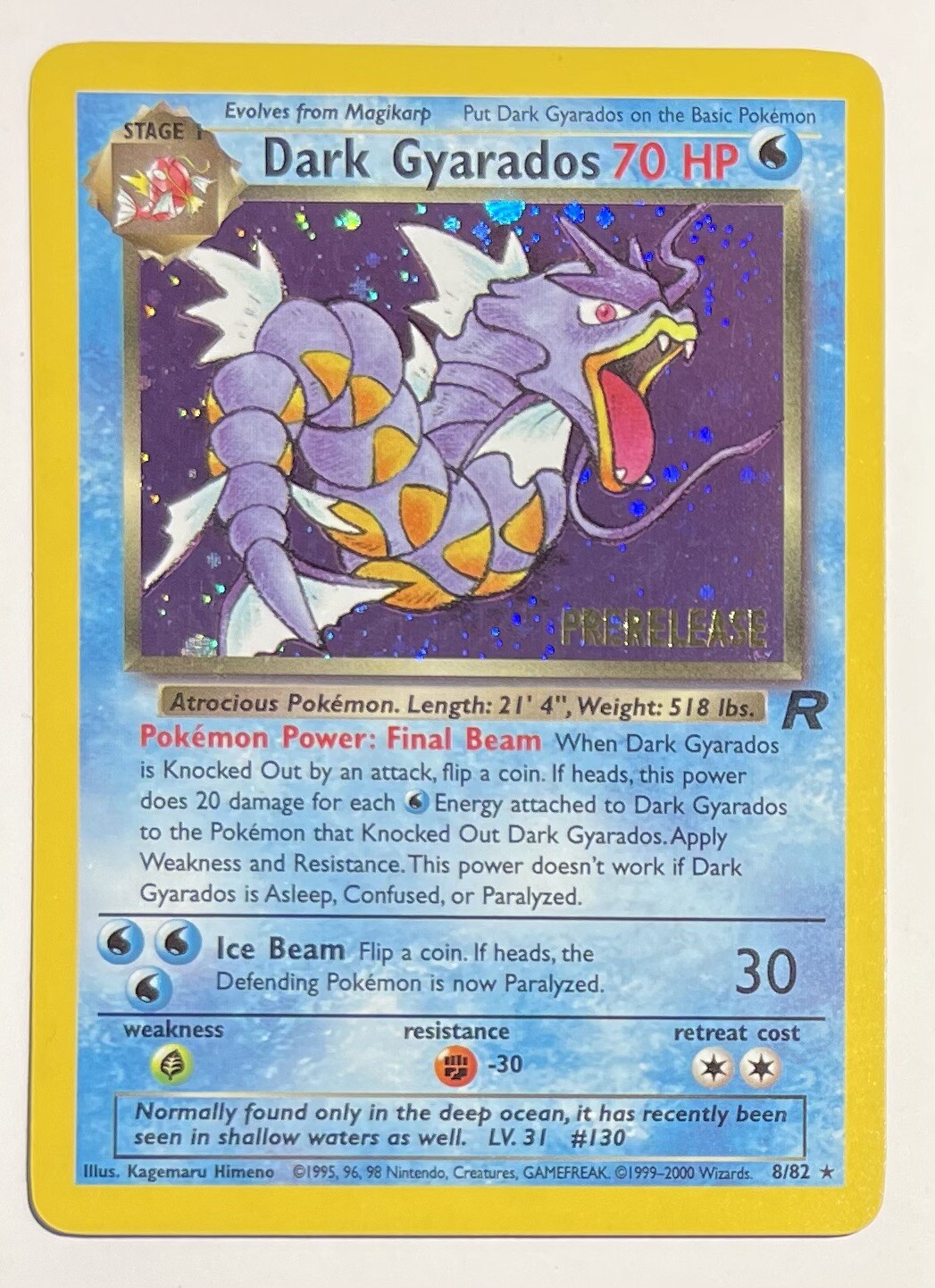 Pokemon Card Dark Gyarados WoTC Promo 8/82 Team Rocket Holo Rare NM #2