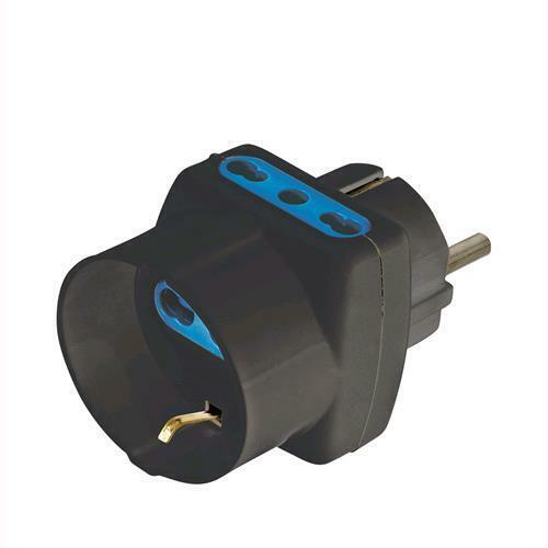 Techly Adattatore Triplo Spina Schuko a Prese Bipasso con Schuko Nero