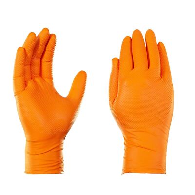 HD Orange Nitrile Disposable Gloves Mil Raised Diamond Texture