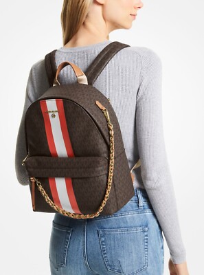 Michael Kors Slater Medium Signature Logo Stripe Backpack | eBay display picture 3