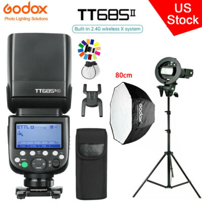 US Godox TT685II-C TTL Speedlite Flash For Canon+80cm Umbrella Softbox+S Bracket
